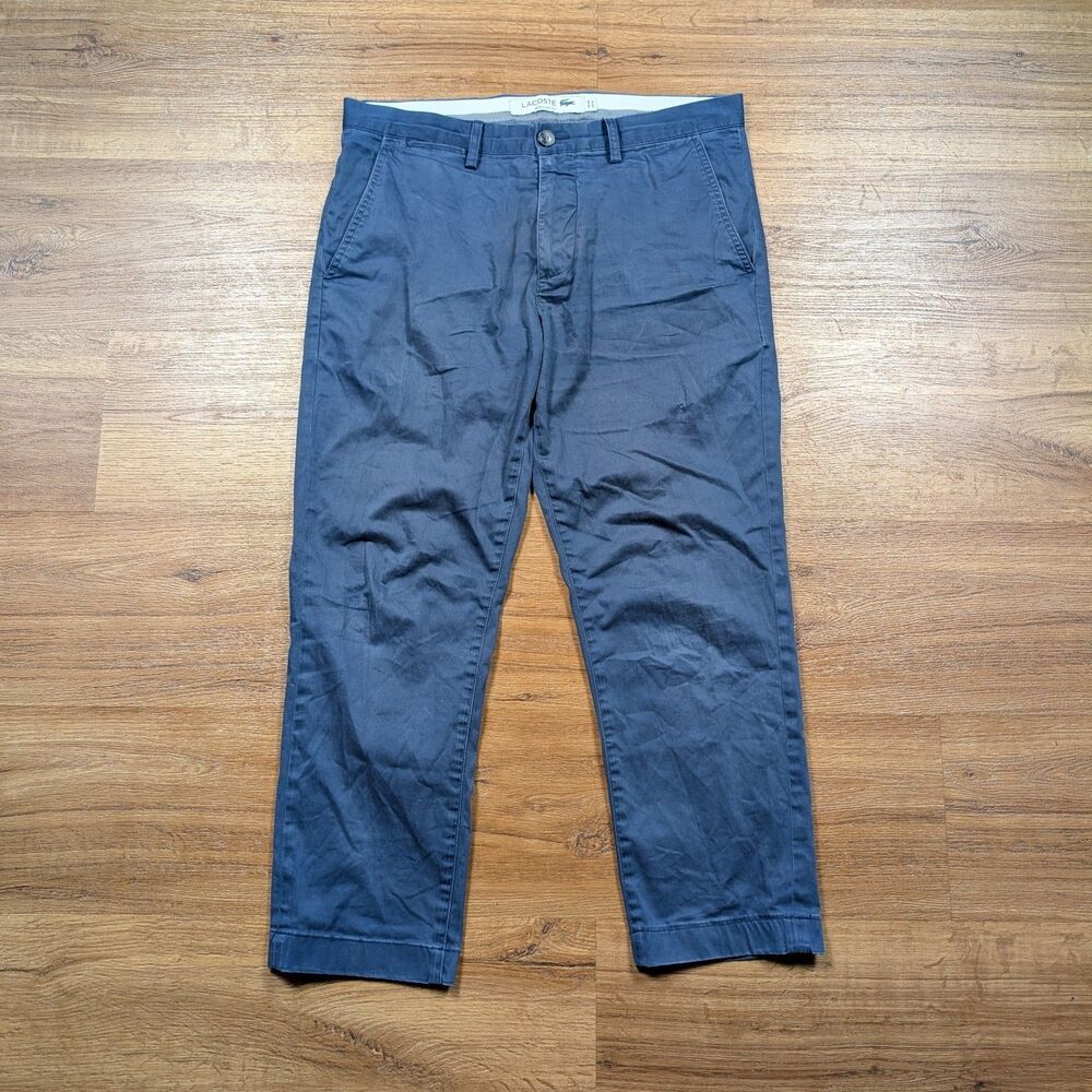 Lacoste Chino Pants Men's 32x24 Blue Cotton Stretch Business Casual Regular Fit
